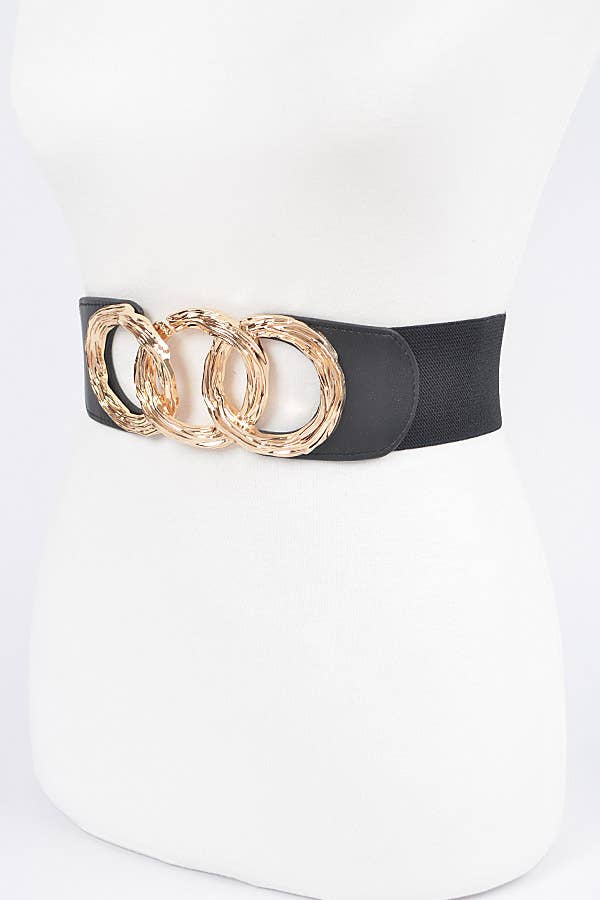 Triple O Ring Buckle Elastic Belt