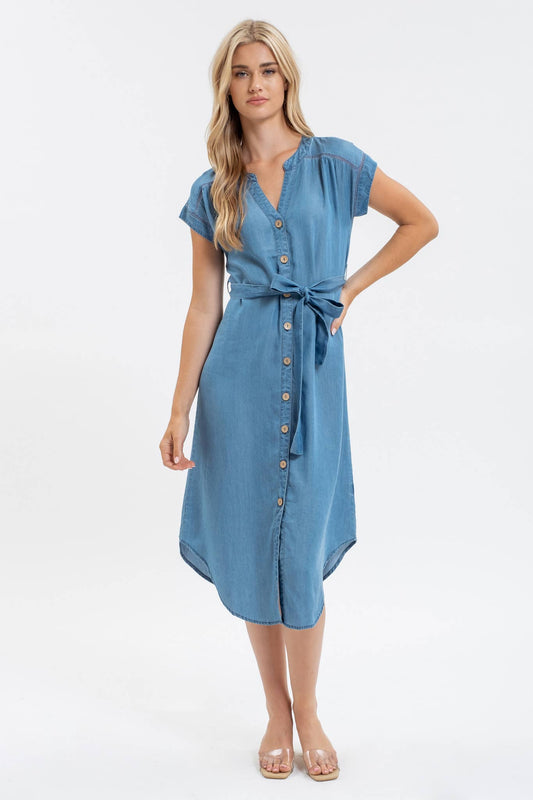 CHAMBRAY MIDI DRESS