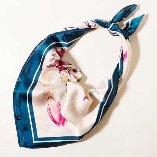 FLOWER PATTERN SILKY NECK SCARF