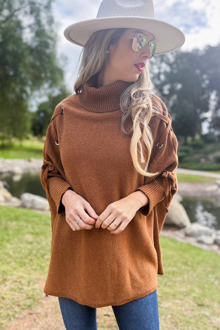 Connie Turtleneck Knitted Poncho Top