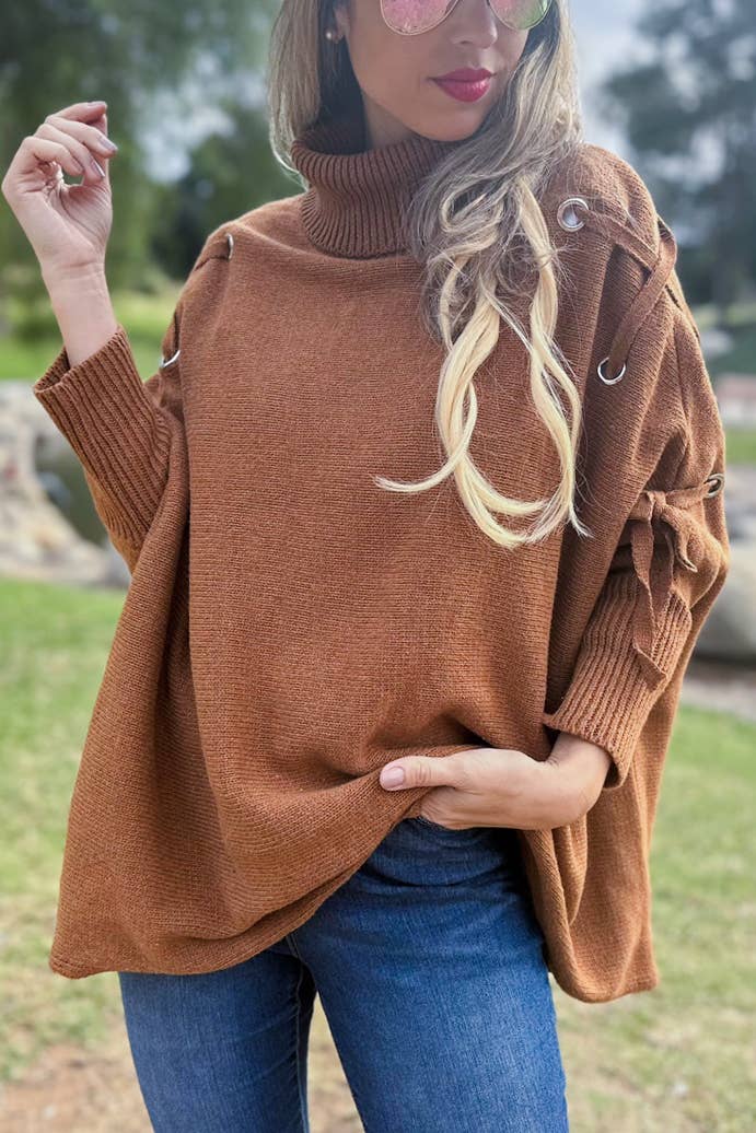 Connie Turtleneck Knitted Poncho Top