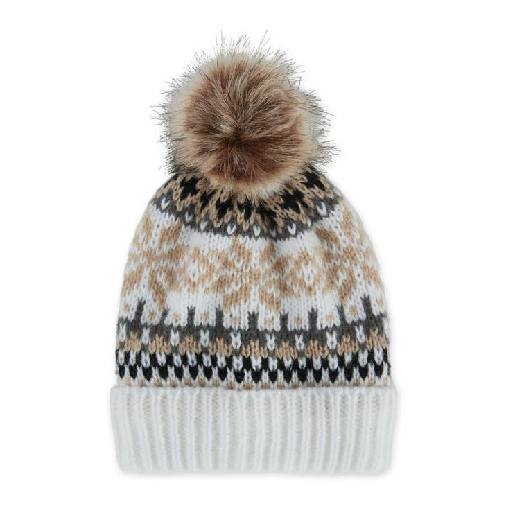 Fair Isle Beanie - White