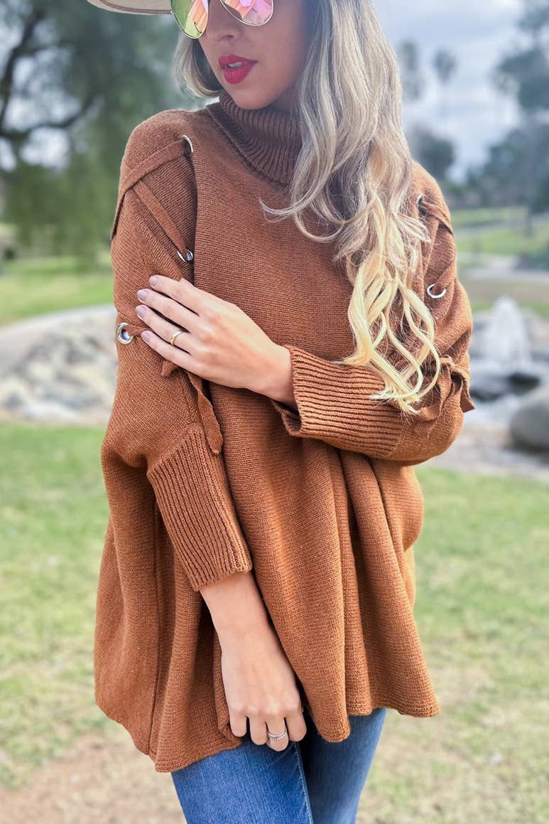 Connie Turtleneck Knitted Poncho Top