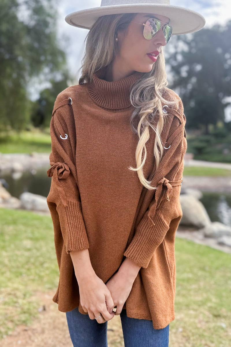 Connie Turtleneck Knitted Poncho Top