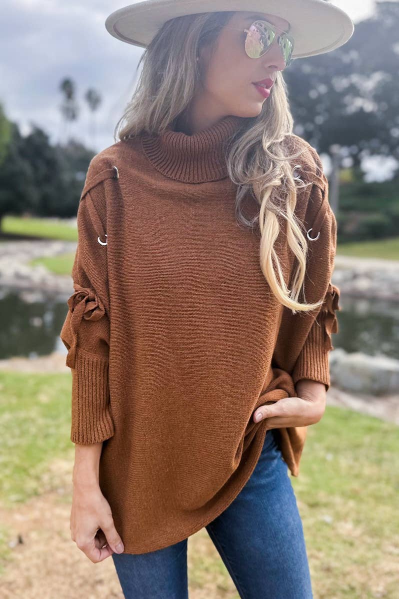 Connie Turtleneck Knitted Poncho Top