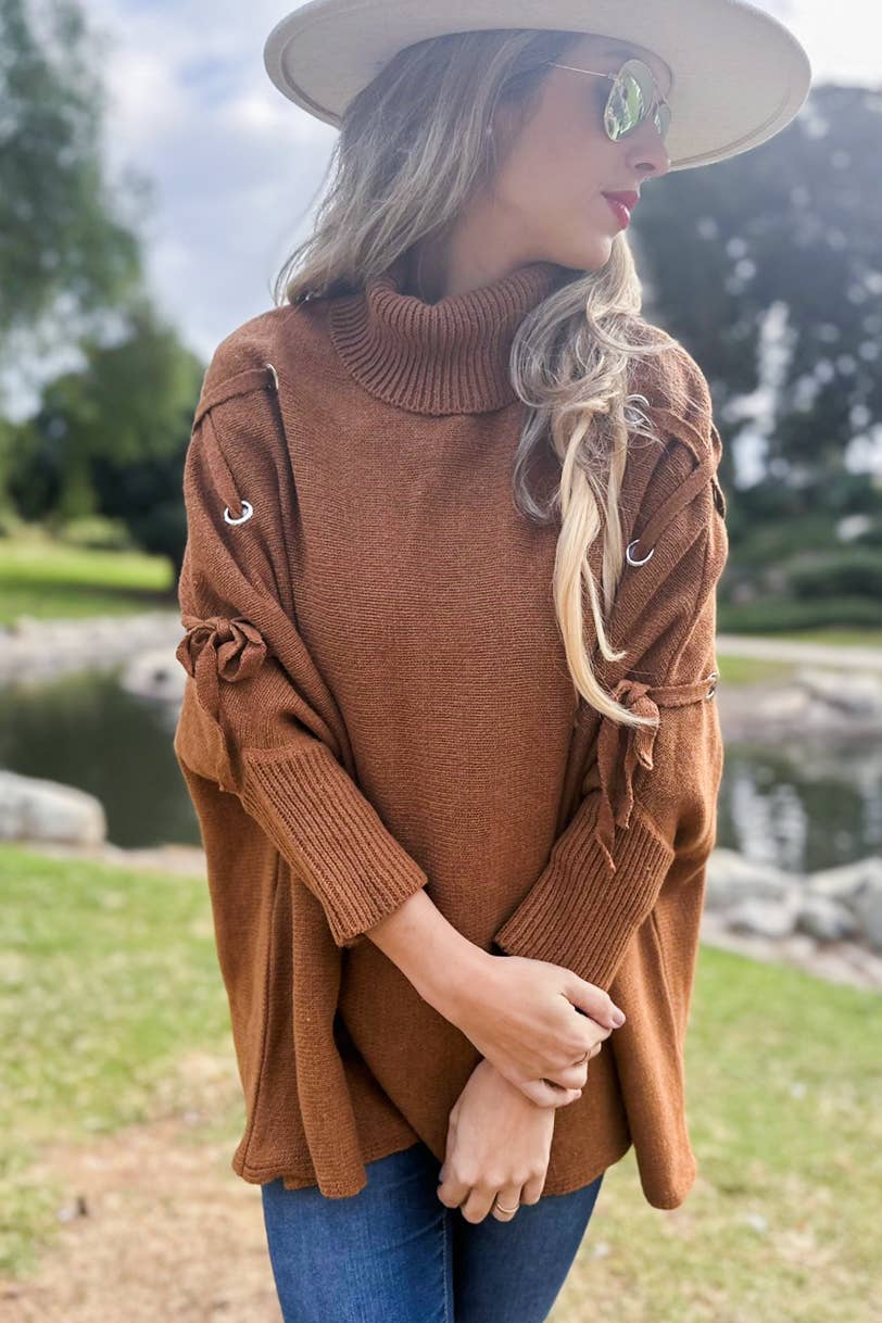 Connie Turtleneck Knitted Poncho Top