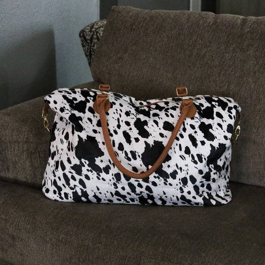 Cowhide Weekender Bag - Black